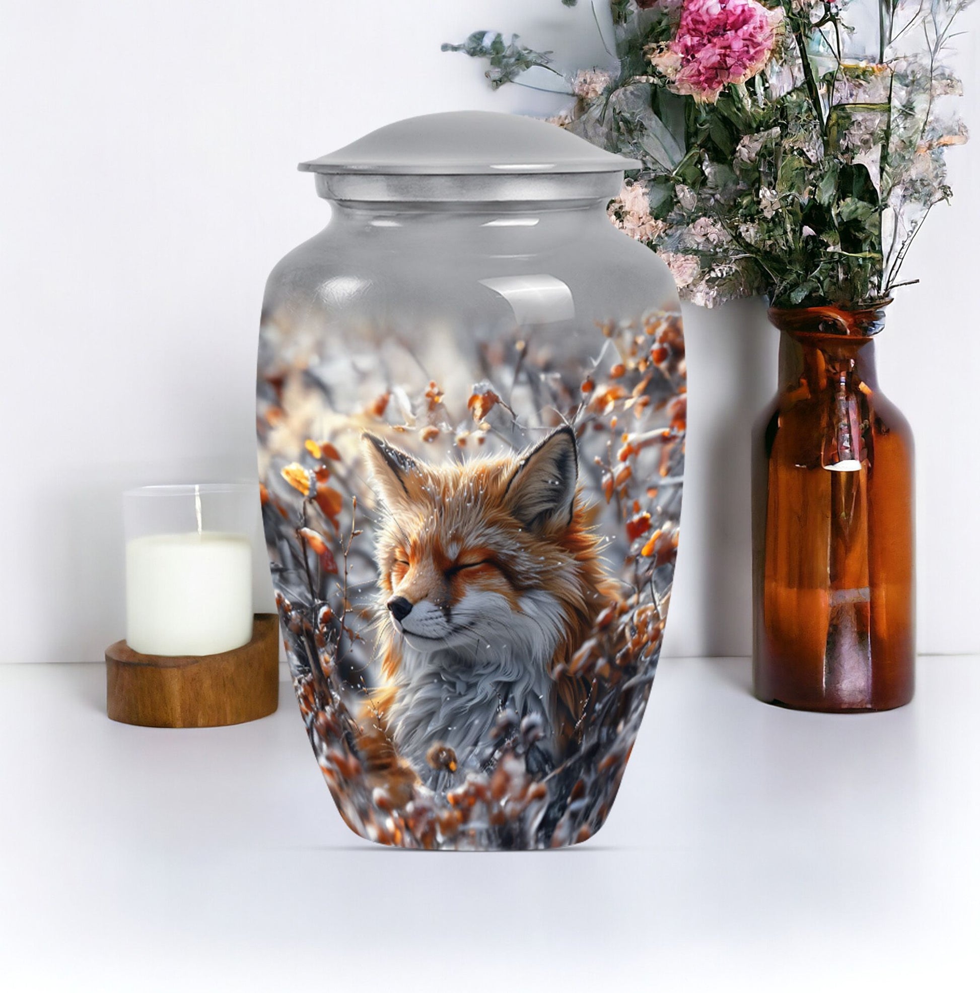  Fox Urn with Butterfly Theme for Adult Human Ashes