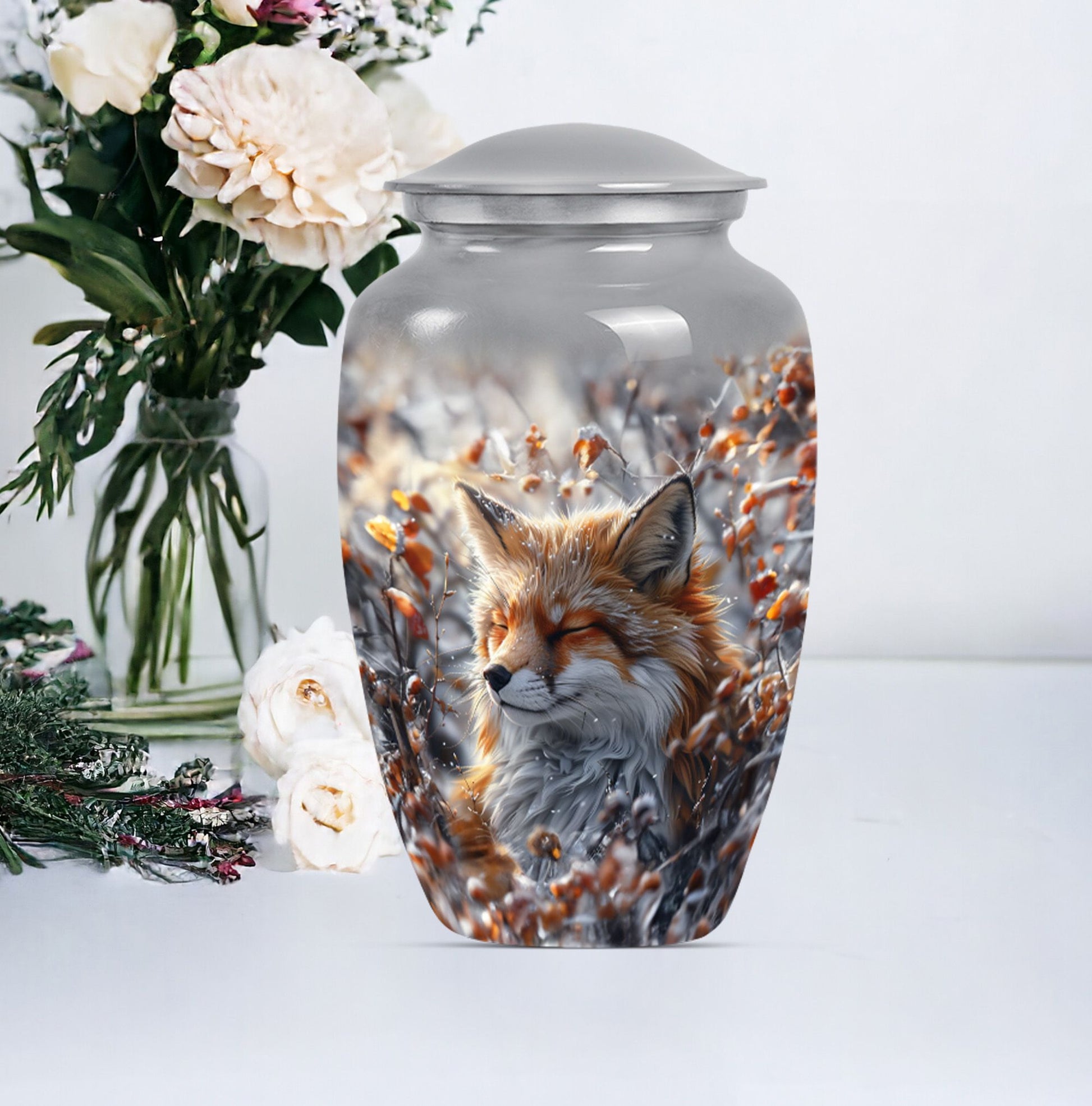  Fox Urn with Butterfly Theme for Adult Human Ashes