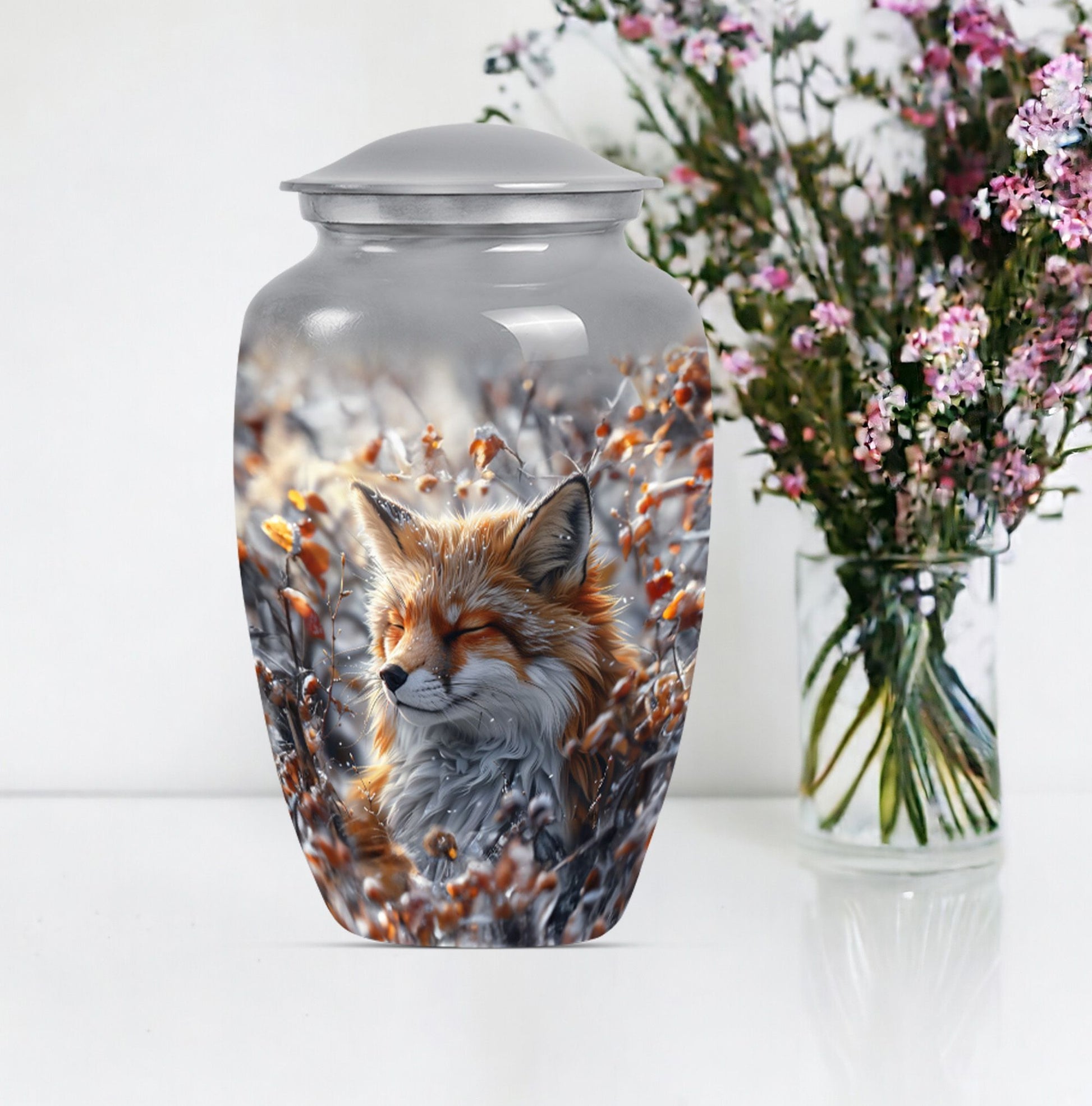  Fox Urn with Butterfly Theme for Adult Human Ashes