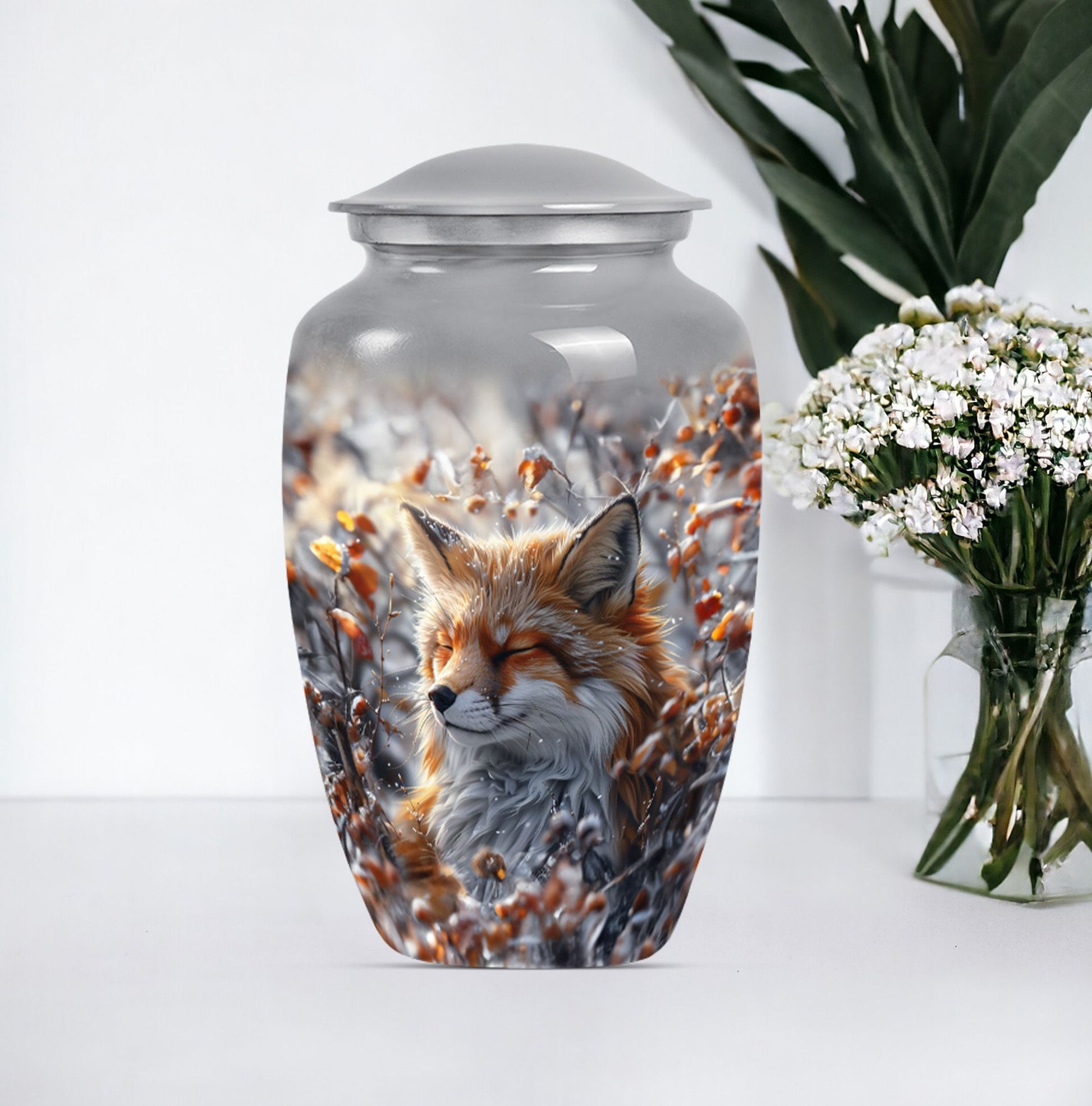  Fox Urn with Butterfly Theme for Adult Human Ashes