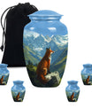 10-inch fox urn with butterfly theme.