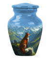 10-inch fox urn with butterfly theme.