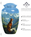 10-inch fox urn with butterfly theme.