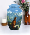 10-inch fox urn with butterfly theme.