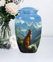 10-inch fox urn with butterfly theme.