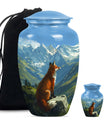 10-inch fox urn with butterfly theme.