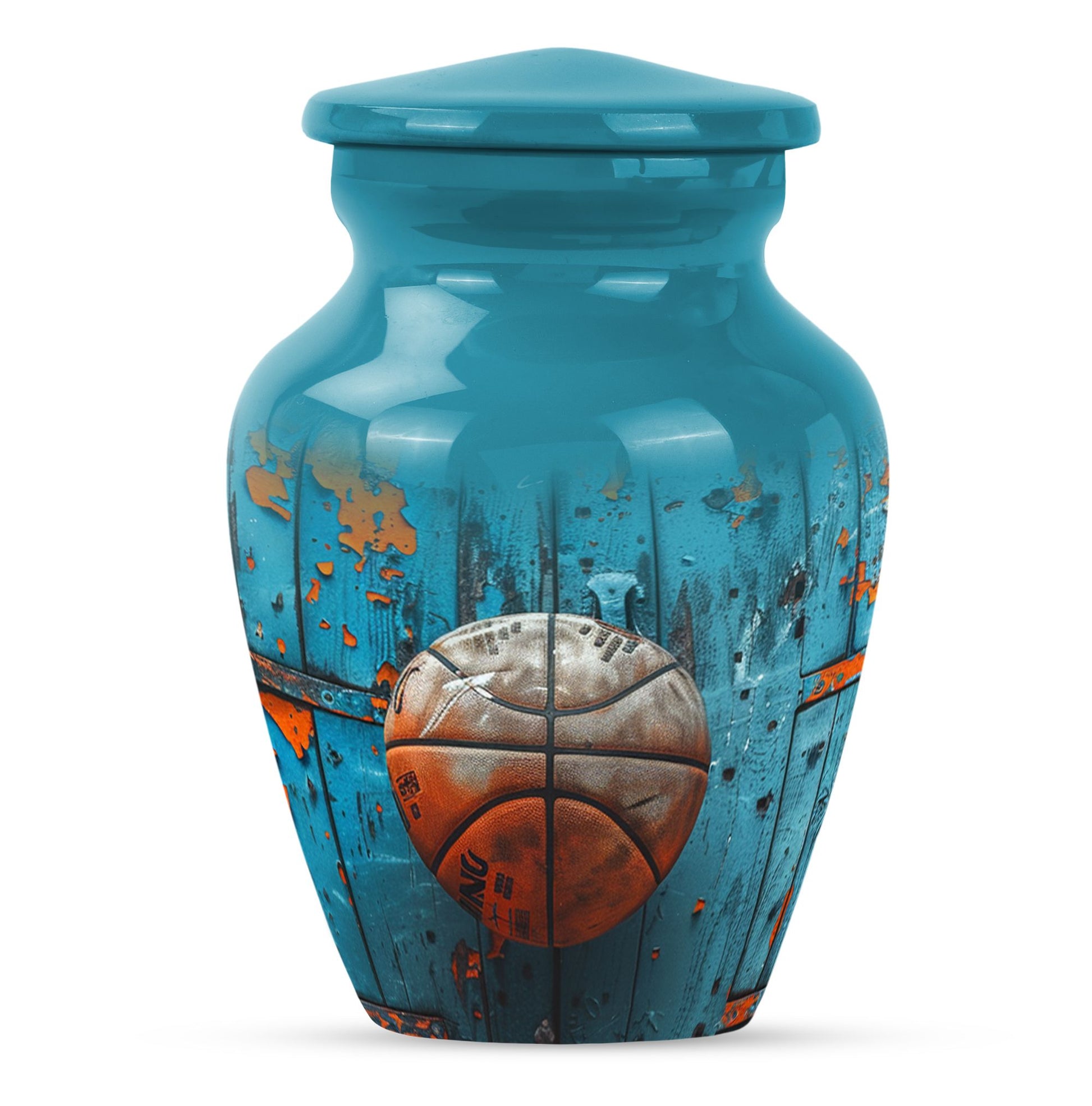 basketball urn with butterfly motif for funeral burial.