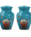 basketball urn with butterfly motif for funeral burial.