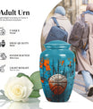 basketball urn with butterfly motif for funeral burial.