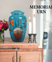 basketball urn with butterfly motif for funeral burial.