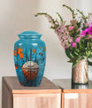 basketball urn with butterfly motif for funeral burial.