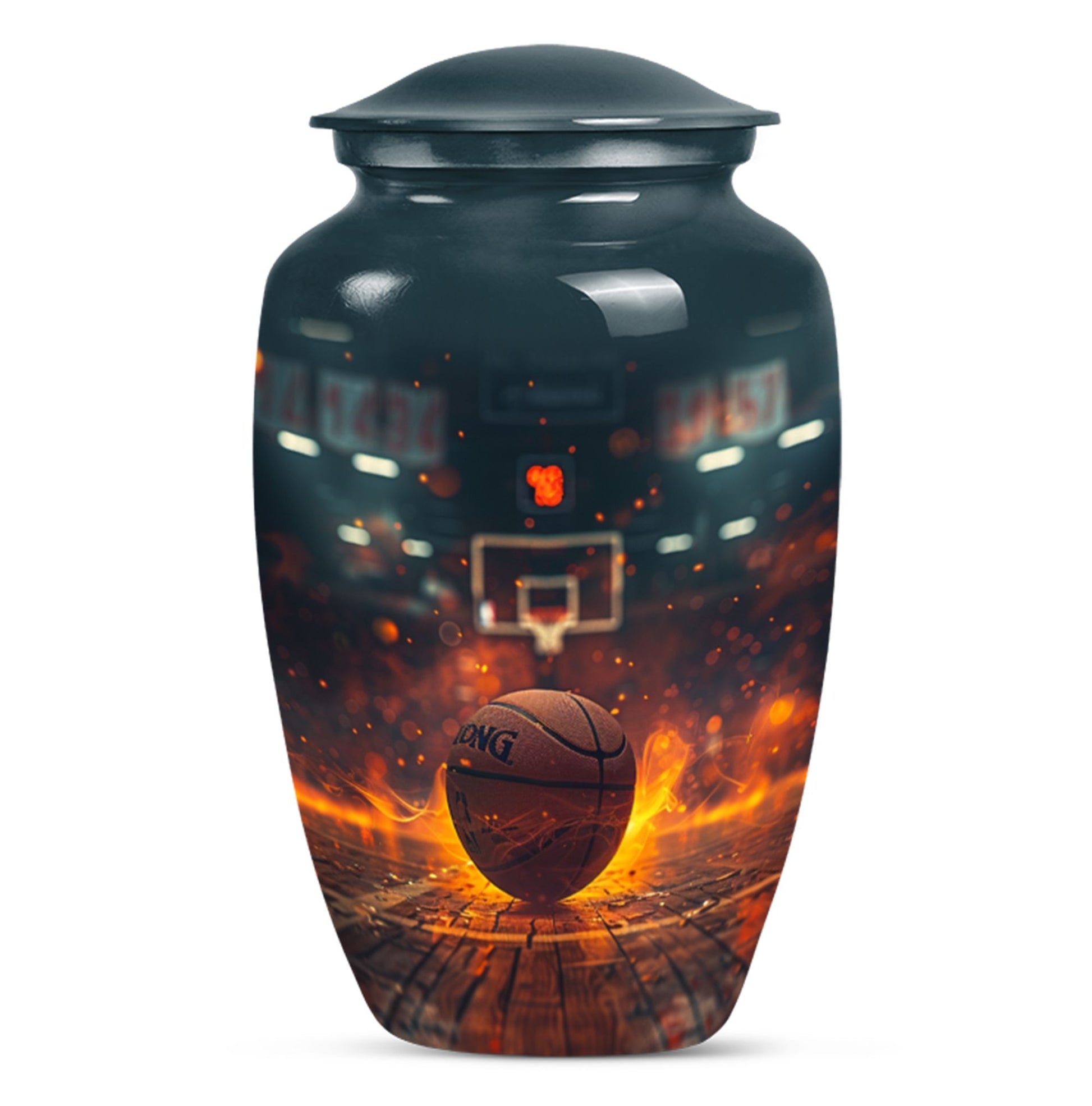 classic aluminum basketball and butterfly themed memorial urn