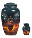 classic aluminum basketball and butterfly themed memorial urn