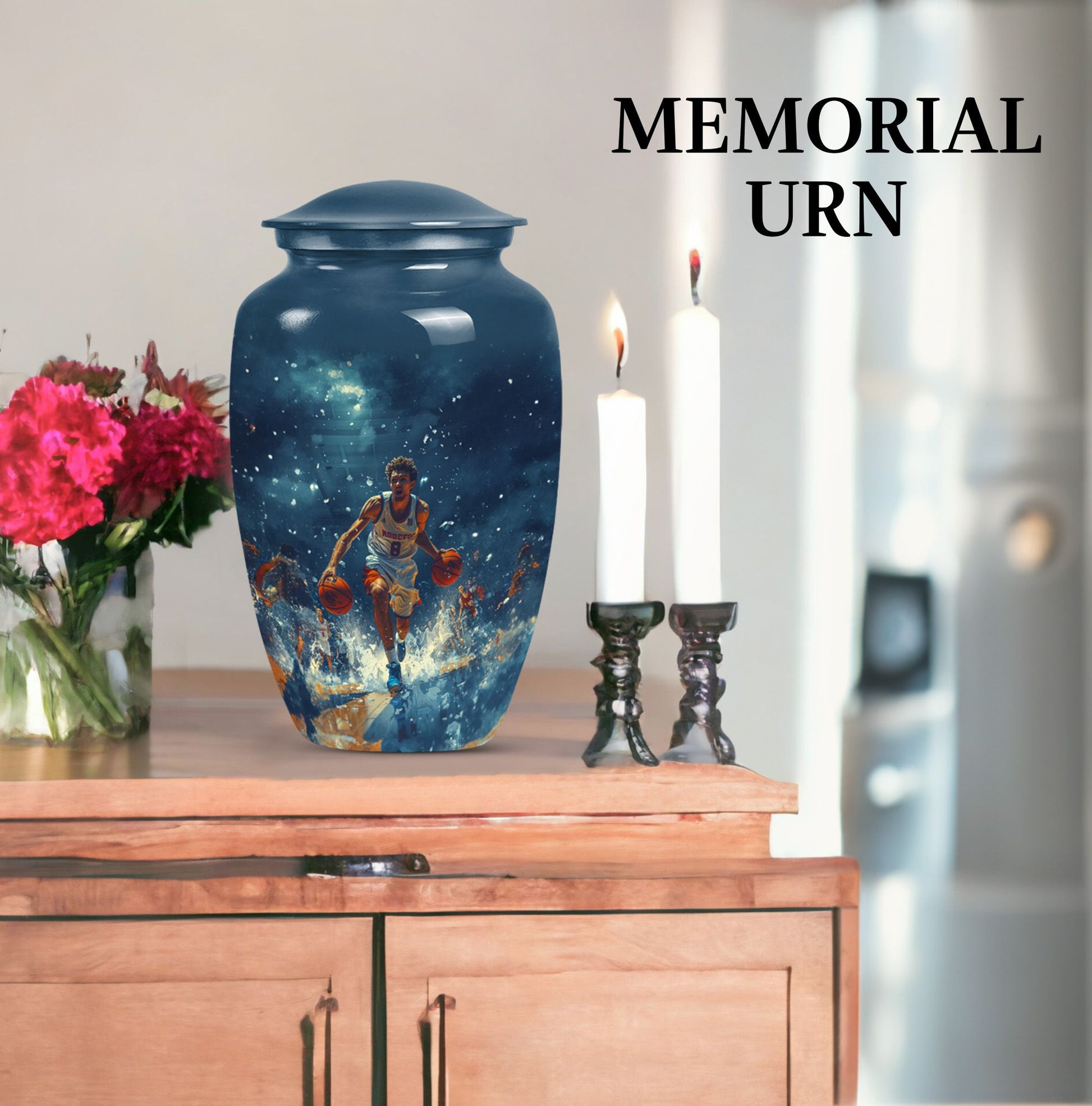 Classic 10-inch basketball cremation urn 