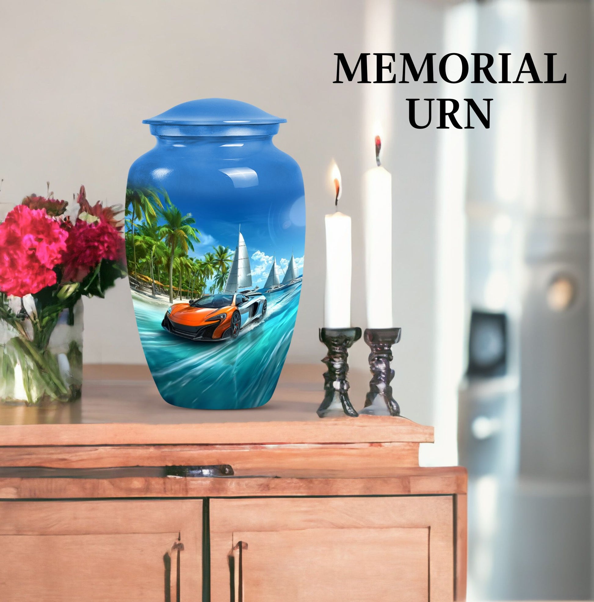 10-inch Classic Butterfly themed Car memorial urn for mom