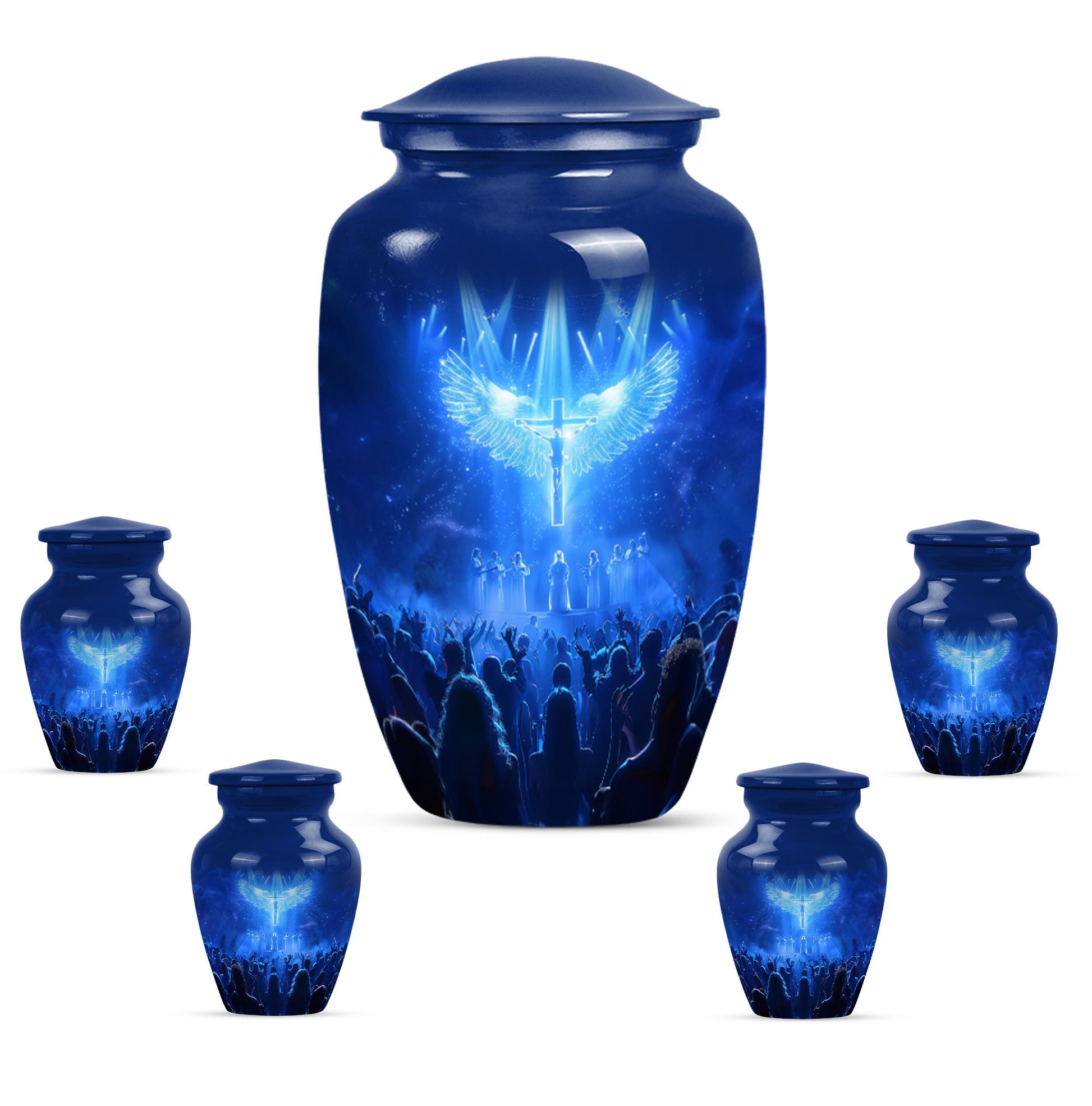  cross urn themed Aurora Borealis 