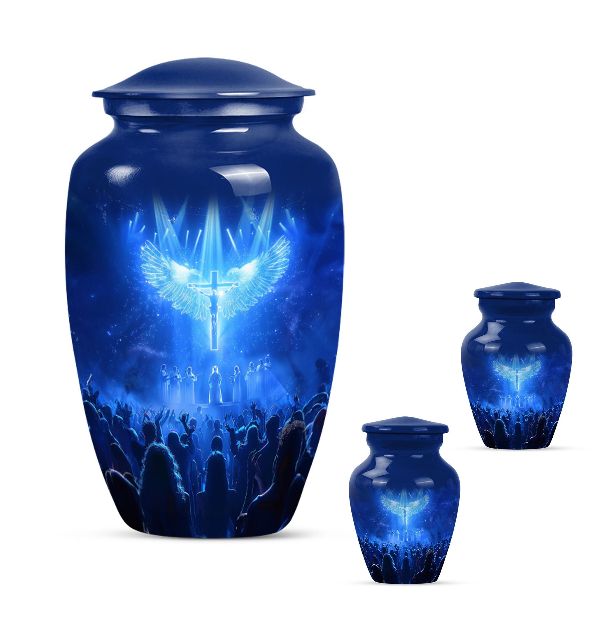  cross urn themed Aurora Borealis 