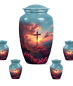 cross urn with Aurora Borealis design for dad's ashes