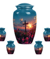 10-inch aluminium cross Urn with Aurora Borealis theme, 