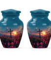 10-inch aluminium cross Urn with Aurora Borealis theme, 