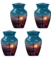 10-inch aluminium cross Urn with Aurora Borealis theme, 