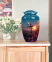 10-inch aluminium cross Urn with Aurora Borealis theme, 