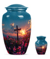 10-inch aluminium cross Urn with Aurora Borealis theme, 