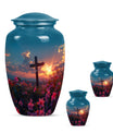 10-inch aluminium cross Urn with Aurora Borealis theme, 