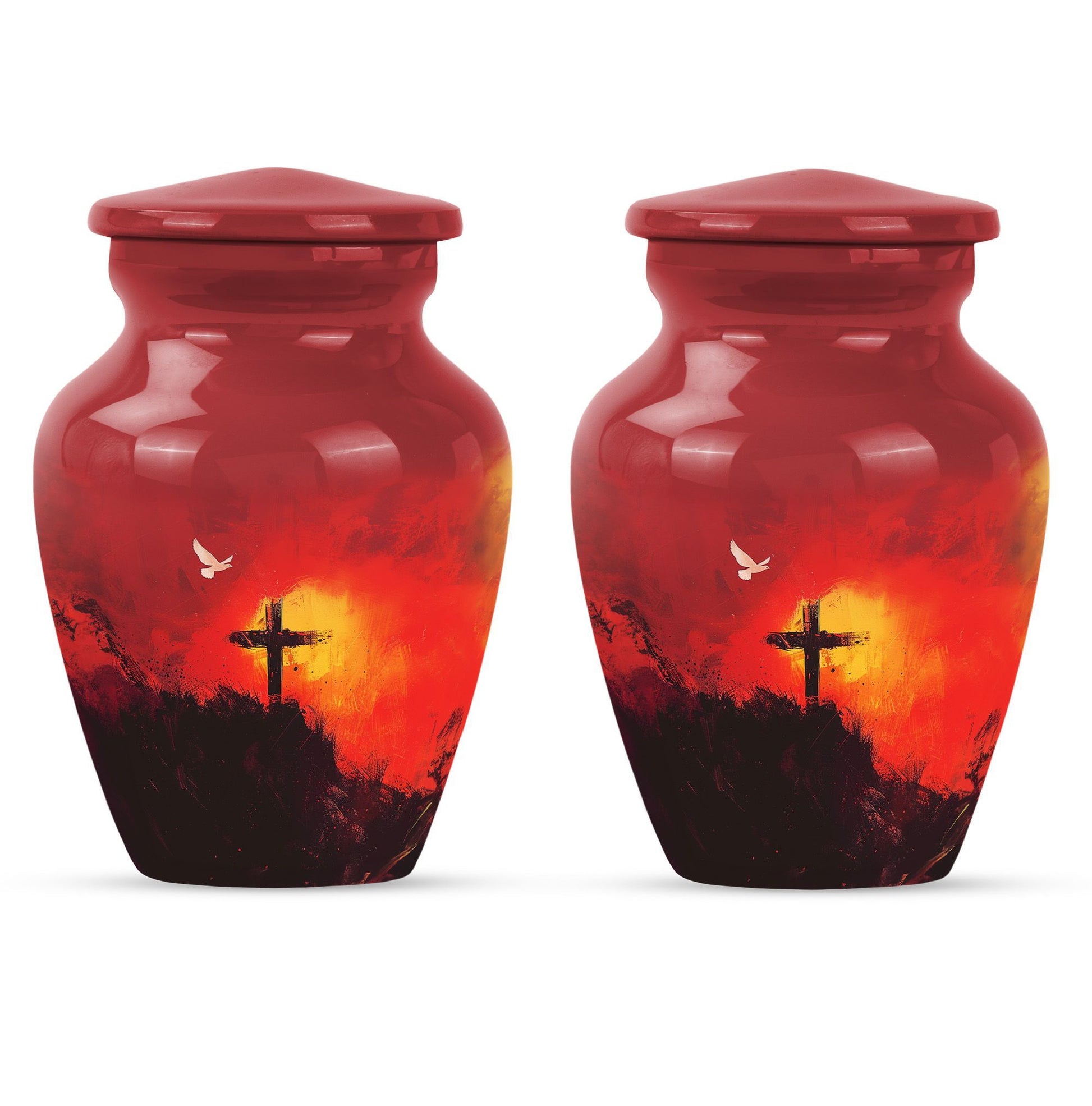 Aurora Borealis themed cross urn for adult human ashes