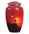 Aurora Borealis themed cross urn for adult human ashes