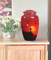 Aurora Borealis themed cross urn for adult human ashes