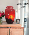 Aurora Borealis themed cross urn for adult human ashes