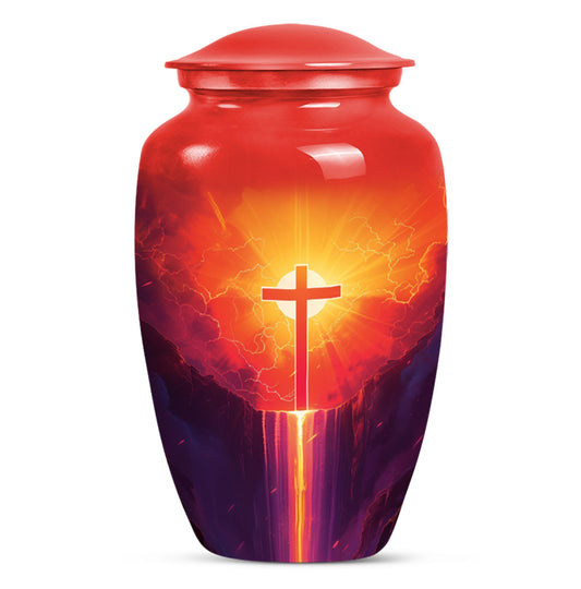 10-inch Classic Cross Urn for memorial burial.