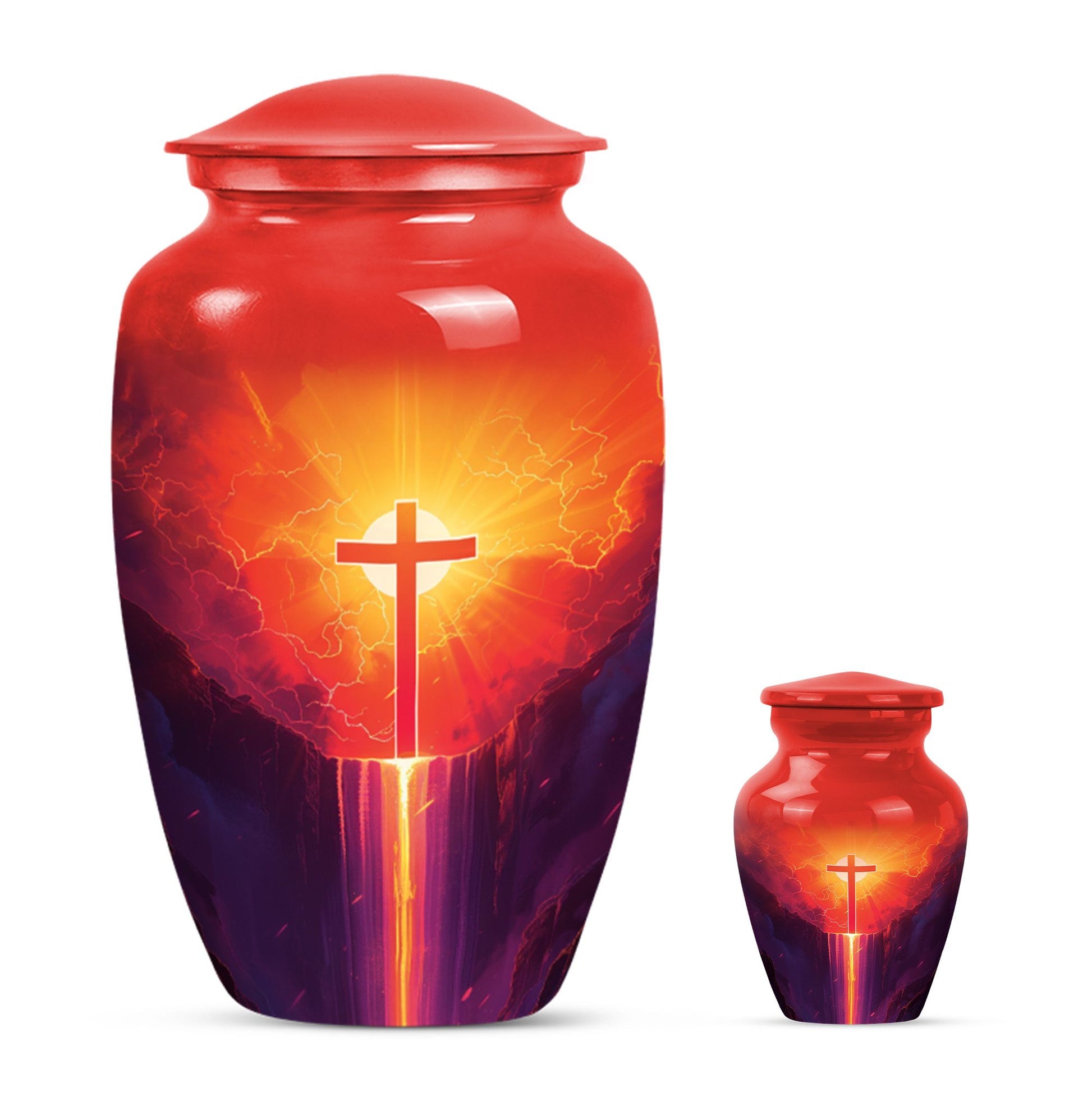 10-inch Classic Cross Urn for memorial burial.