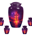 10-inch cremation urn for adult male, Aurora Borealis theme