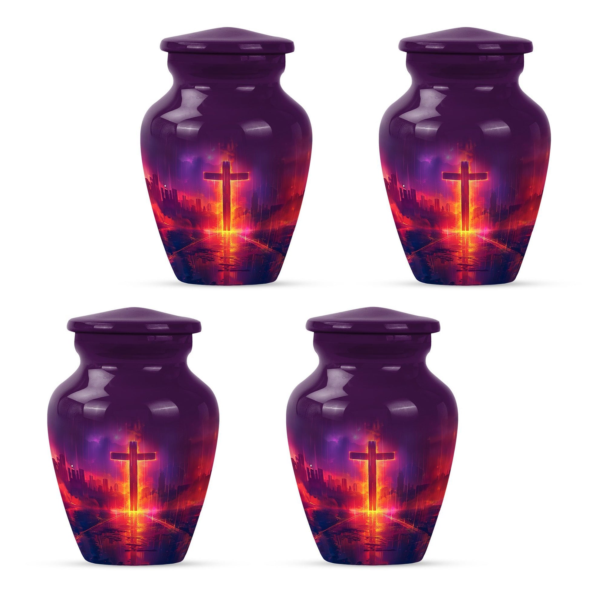 10-inch cremation urn for adult male, Aurora Borealis theme