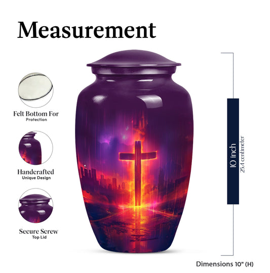 10-inch cremation urn for adult male, Aurora Borealis theme