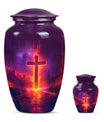 10-inch cremation urn for adult male, Aurora Borealis theme