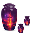 10-inch cremation urn for adult male, Aurora Borealis theme