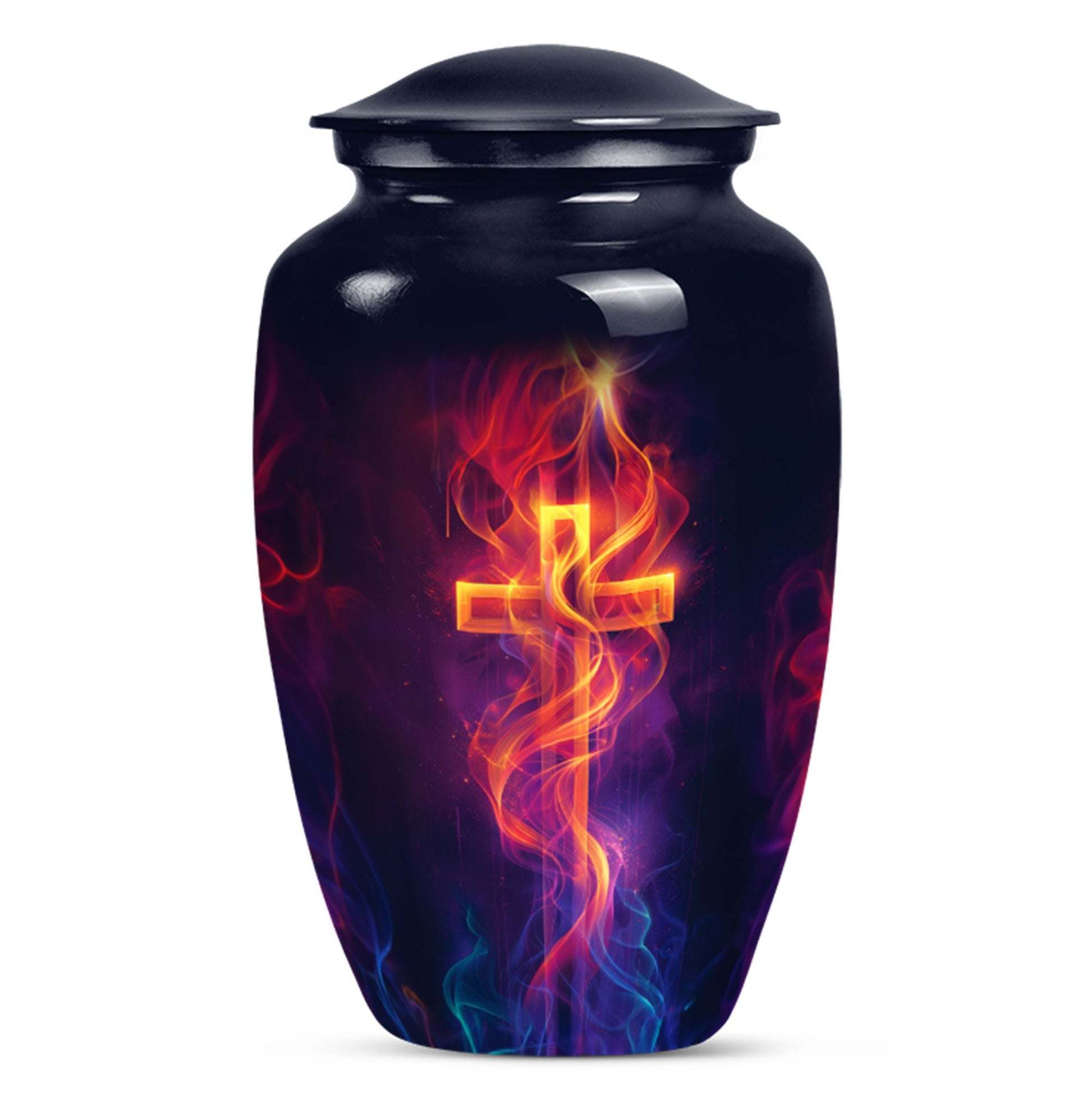 10-inch Classic Cross Urn in Aurora Borealis