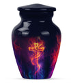 10-inch Classic Cross Urn in Aurora Borealis