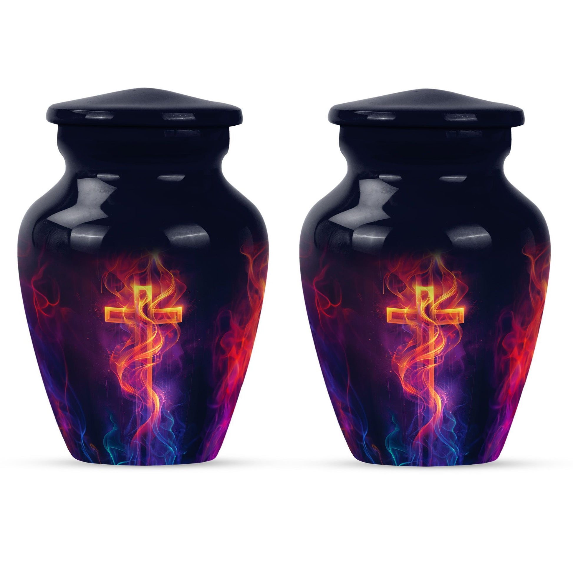 10-inch Classic Cross Urn in Aurora Borealis