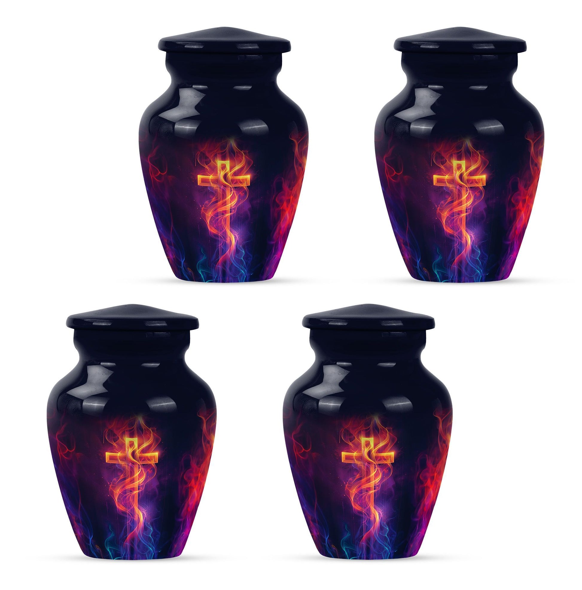 10-inch Classic Cross Urn in Aurora Borealis