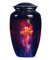 10-inch Classic Cross Urn in Aurora Borealis