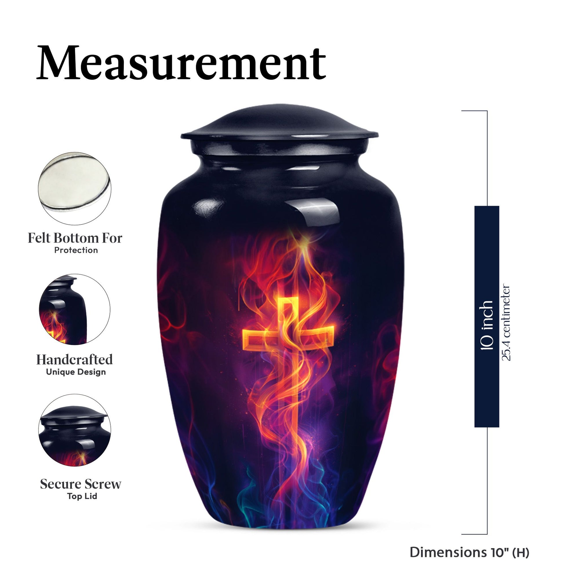 10-inch Classic Cross Urn in Aurora Borealis