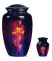 10-inch Classic Cross Urn in Aurora Borealis