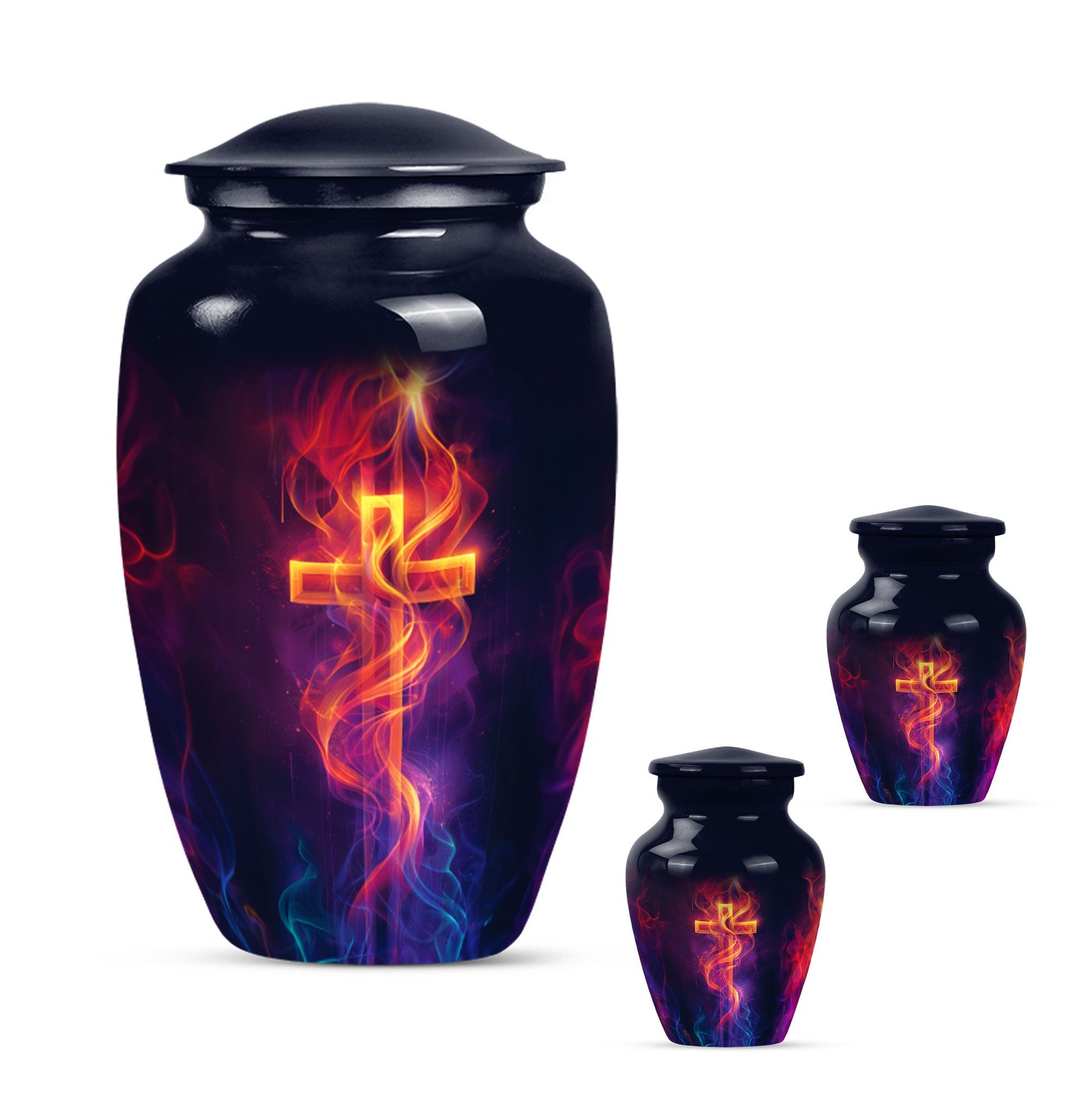 10-inch Classic Cross Urn in Aurora Borealis