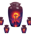 10-inch Classic Cross Urn, Aurora Borealis themed urn.