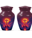 10-inch Classic Cross Urn, Aurora Borealis themed urn.