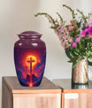 10-inch Classic Cross Urn, Aurora Borealis themed urn.